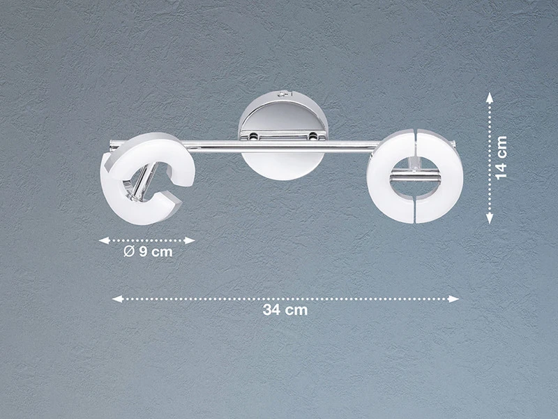 Fischer & Honsel 2-fl. LED Deckenstrahler Im 2er Set Chrom, Länge 34 Cm, Spots Schwenkbar – Bild 2