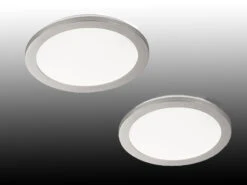 Fischer & Honsel 2er SET Dimmbare LED Deckenleuchten Ø 30cm, IP44, Nickel Matt