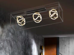 Fischer & Honsel Ausgefallene, 3 Flammige LED Deckenleuchte GESA Dimmbar, Design Schwarz Gold