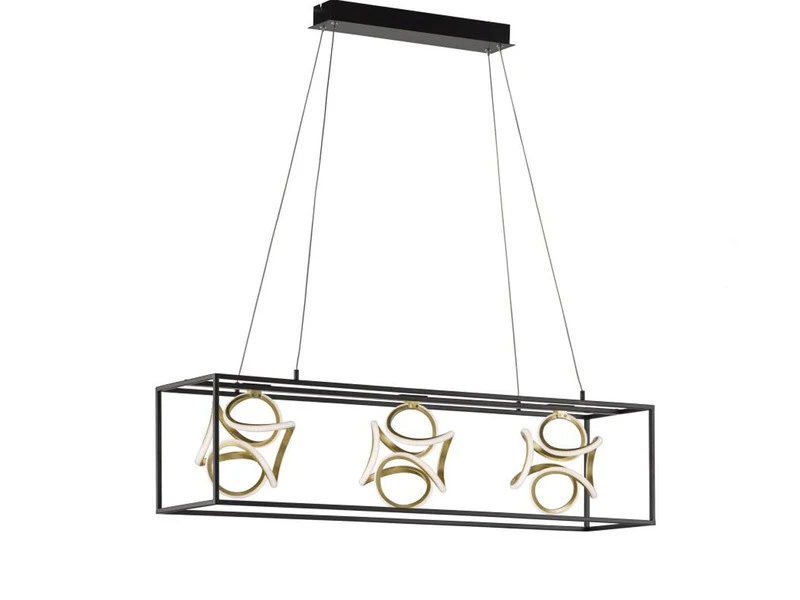 Fischer & Honsel Außergewöhnliche LED Pendelleuchte GESA 3-flammig Dimmbar Schwarz Gold – Bild 2
