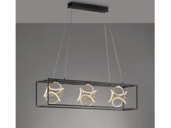 Fischer & Honsel Außergewöhnliche LED Pendelleuchte GESA 3-flammig Dimmbar Schwarz Gold