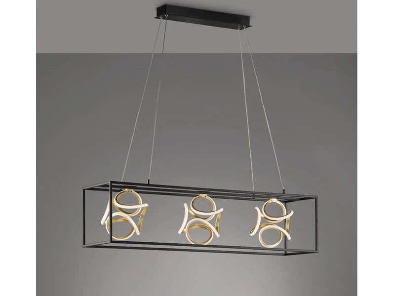 Fischer & Honsel Außergewöhnliche LED Pendelleuchte GESA 3-flammig Dimmbar Schwarz Gold