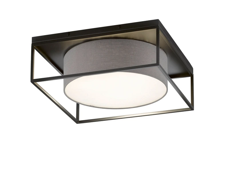 Fischer & Honsel Deckenleuchte CARRE Eckig 50x50cm Groß Mit Leinen Stoffschirm Grau – Bild 2