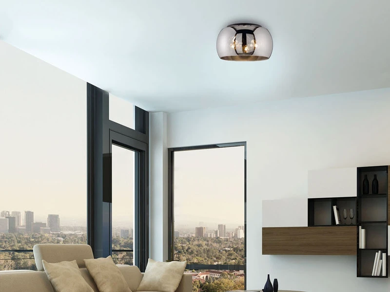 Fischer & Honsel Deckenleuchte DIMA Rund Aus Rauchglas Industrial Ø 40cm – Bild 6