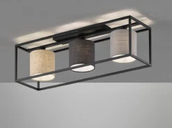 Fischer & Honsel Deckenleuchte ISKO 3flammig Stoffschirme Mehrfarbig - 70cm Lang