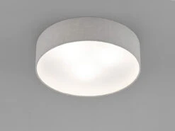 Fischer & Honsel Deckenleuchte MAAT Rund Stoffschirm Leinen Hellgrau Ø 45cm