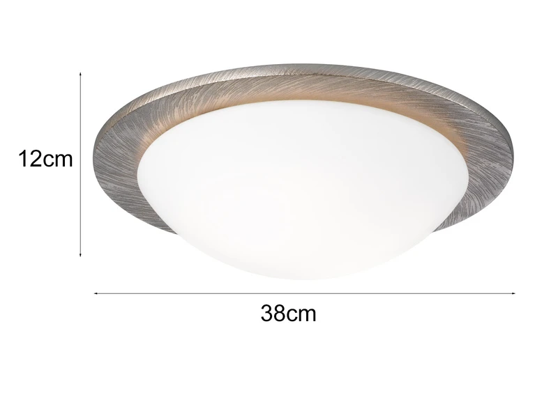Fischer & Honsel Deckenleuchte NANTES Mit Glas Lampenschirm & Metall Silber Antik, Ă 38cm â Bild 3