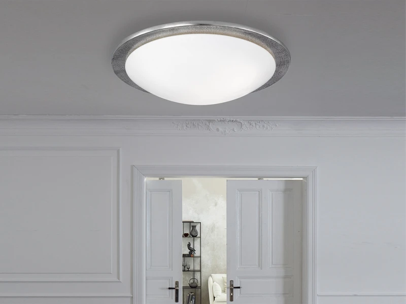 Fischer & Honsel Deckenleuchte NANTES Mit Glas Lampenschirm & Metall Silber Antik, Ø 50cm – Bild 4