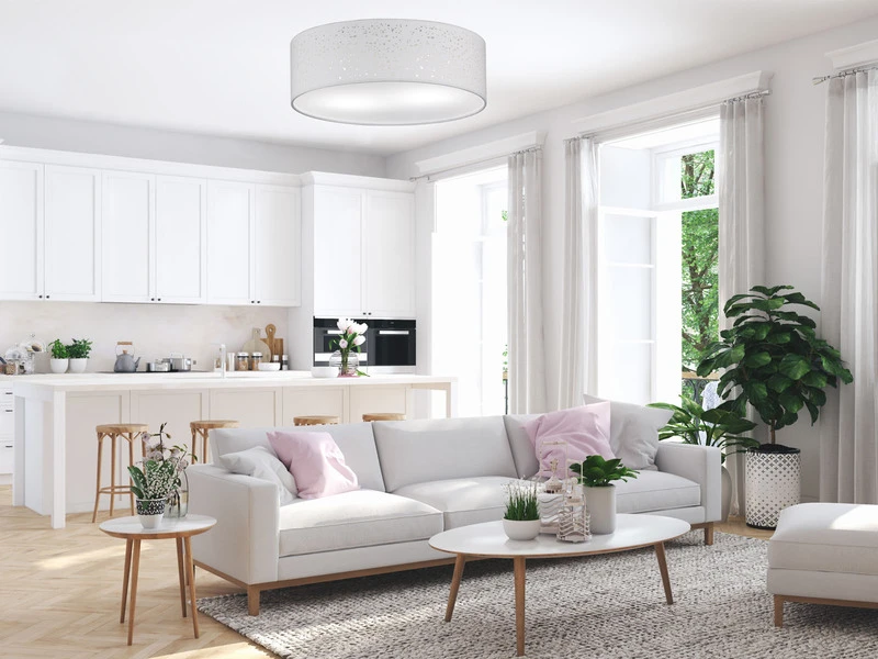 Fischer & Honsel Deckenleuchte THOR Rund Mit Dekor Lampenschirm Stoff Weiß Ø 40cm – Bild 3