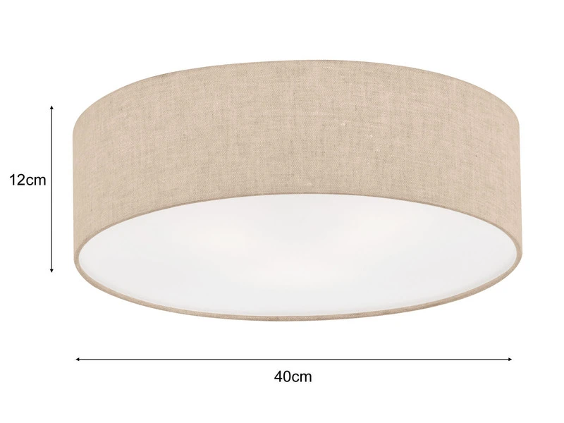 Fischer & Honsel Deckenleuchte THOR Rund Mit Lampenschirm Leinen Beige Ø 40cm – Bild 3
