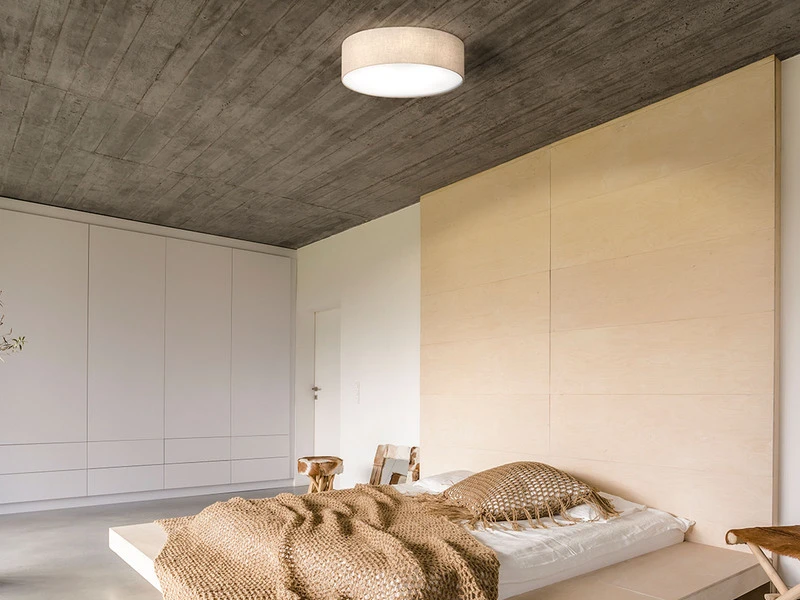 Fischer & Honsel Deckenleuchte THOR Rund Mit Lampenschirm Leinen Beige Ø 40cm – Bild 4