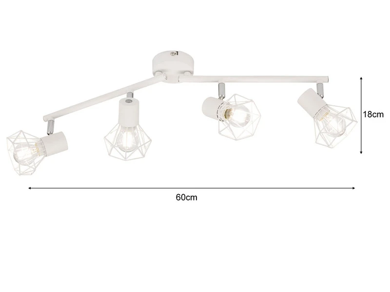 Fischer & Honsel Deckenstrahler RAN Weiß 4flammig, Gitterlampe Schwenkbar, 60cm Lang – Bild 4
