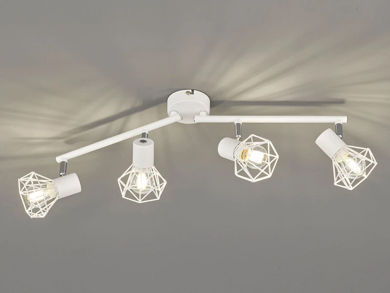 Fischer & Honsel Deckenstrahler RAN Weiß 4flammig, Gitterlampe Schwenkbar, 60cm Lang