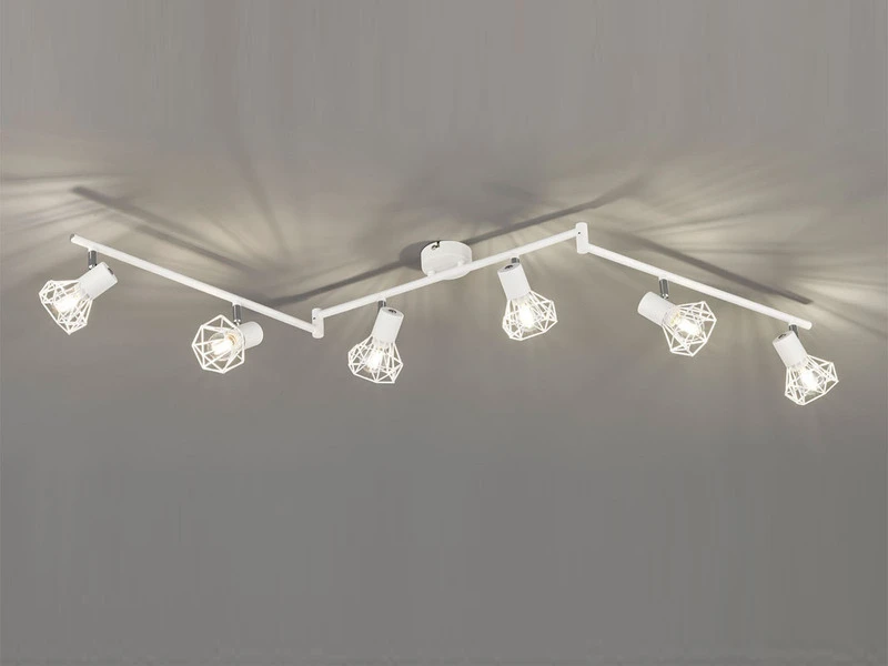 Fischer & Honsel Deckenstrahler RAN Weiß 6flammig, Gitterlampe Schwenkbar, 145cm Lang