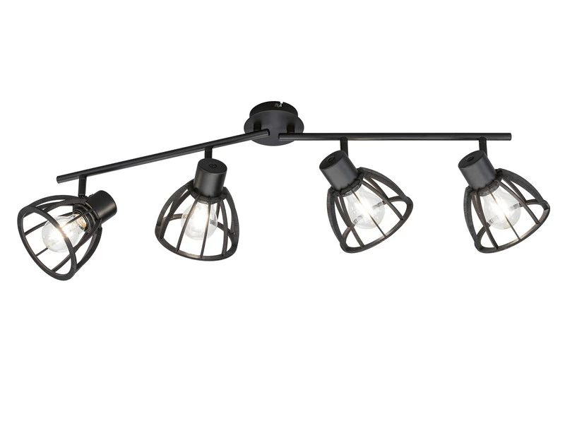 Fischer & Honsel Deckenstrahler TILDA Industrial Mit Holz Schwarz 4 Flammig – Bild 2