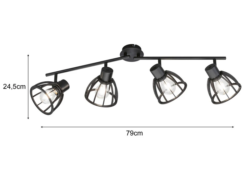 Fischer & Honsel Deckenstrahler TILDA Industrial Mit Holz Schwarz 4 Flammig – Bild 3