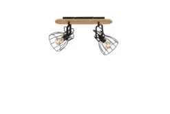 Deckenleuchte Die In Schwarz / Natur Bucheoptik - (L)48 X (B)16 X (H)27 Cm