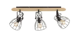 Deckenleuchte Die In Schwarz / Natur Bucheoptik - (L)73 X (B)16 X (H)27 Cm