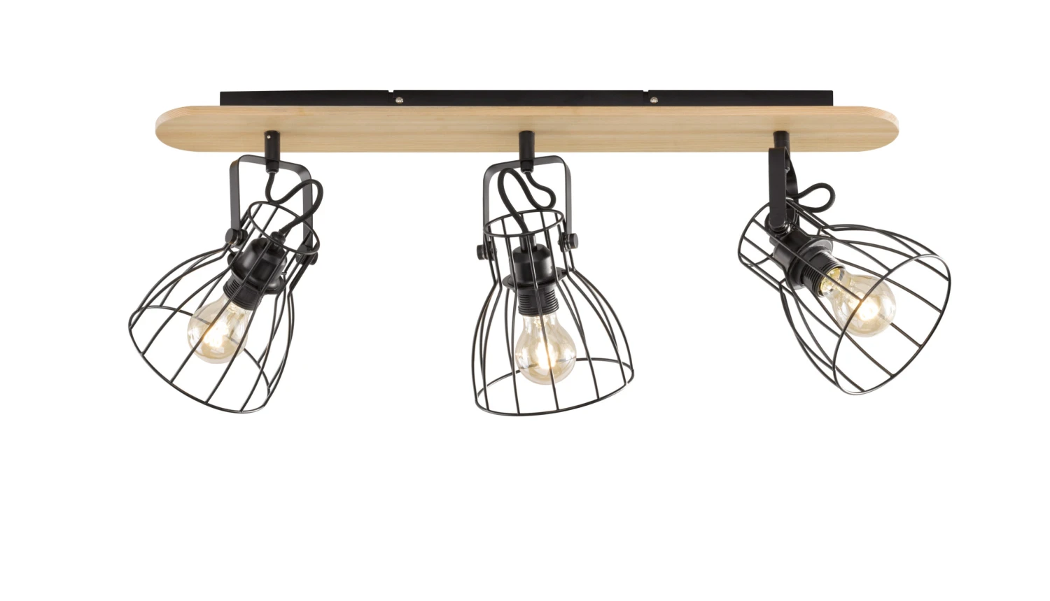 Deckenleuchte Die In Schwarz / Natur Bucheoptik - (L)73 X (B)16 X (H)27 Cm