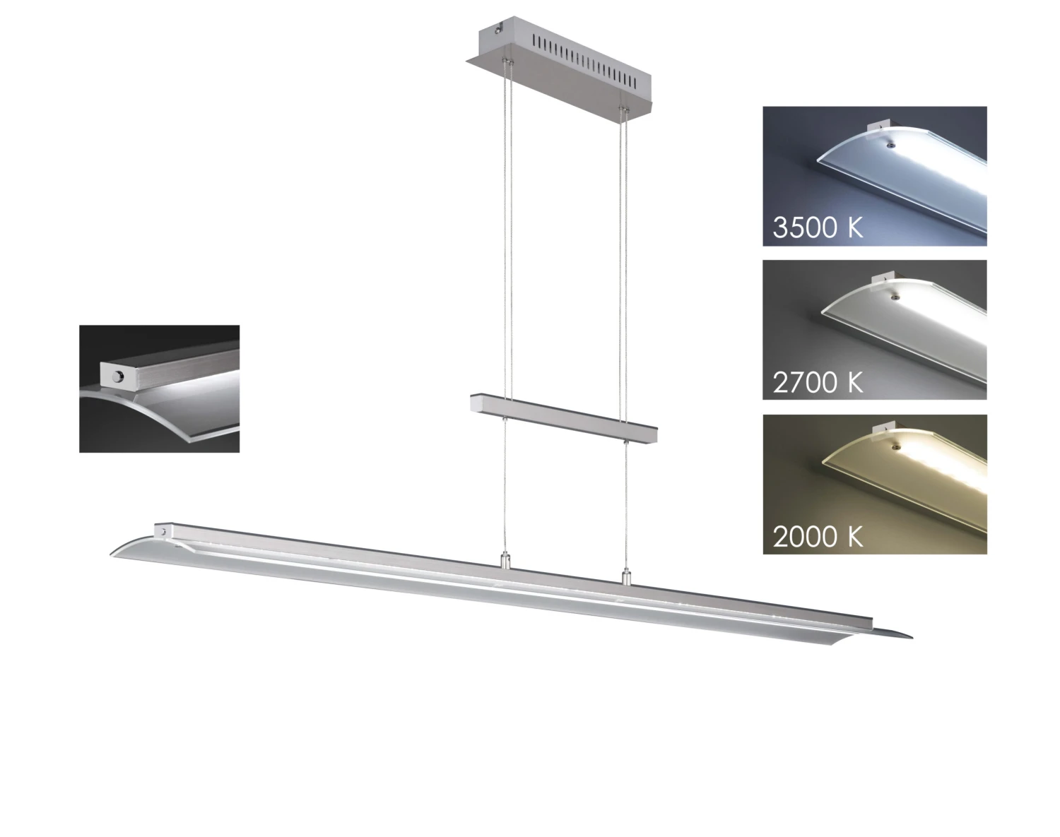 LED-Pendelleuchte Roof In Nickel-/chromfarben - (L)135 X (B)14,5 X (H)93 - 151cm