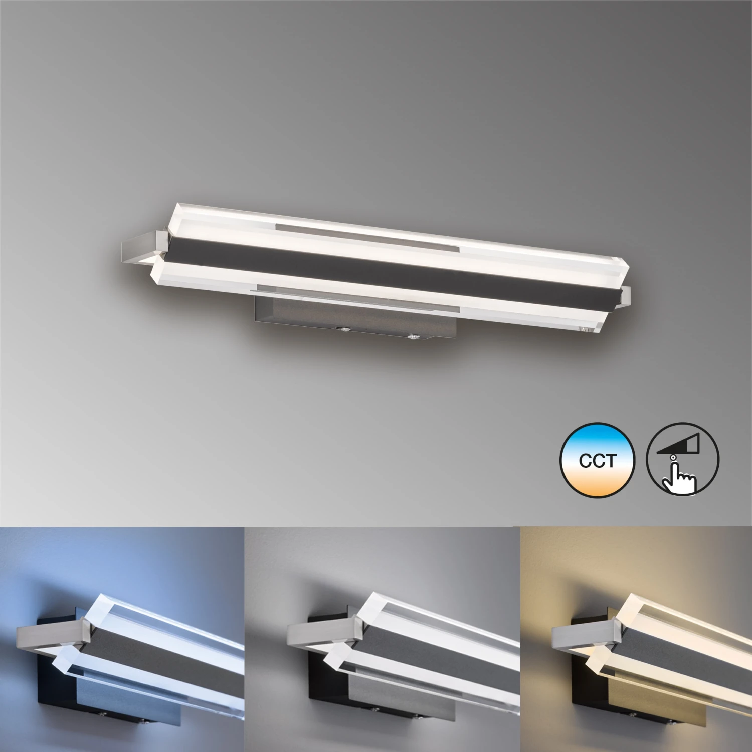 LED-Wandleuchte Paros TW In Sandschwarz / Nickelfarben - (L)12 X (B)35 X (H)8cm – Bild 9