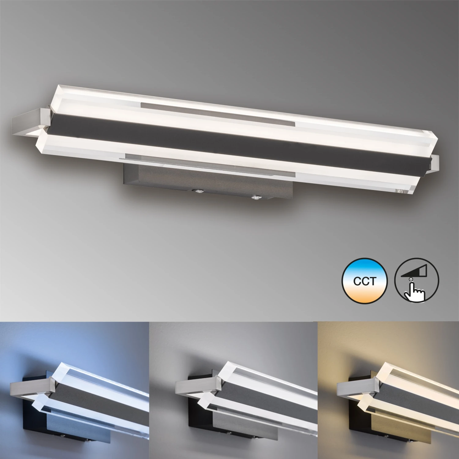 LED-Wandleuchte Paros TW In Sandschwarz / Nickelfarben - (L)12 X (B)46 X (H)8 Cm – Bild 2