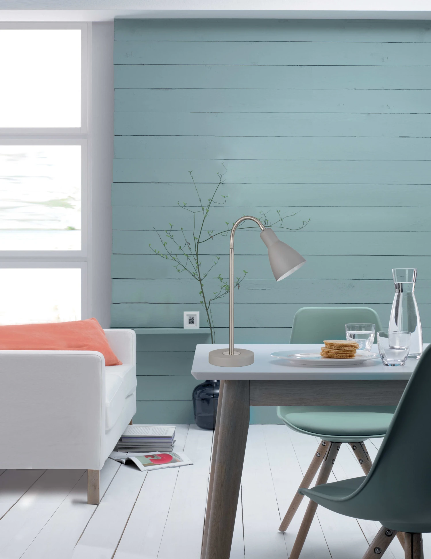 Tischleuchte Lolland In Sandgrau / Nickelfarben Matt - (H)43 X (D)15 Cm – Bild 2