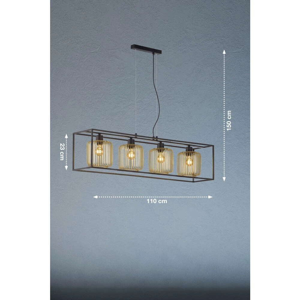 Fischer & Honsel Caydo Pendelleuchte Schwarz, 4-flammig – Bild 2