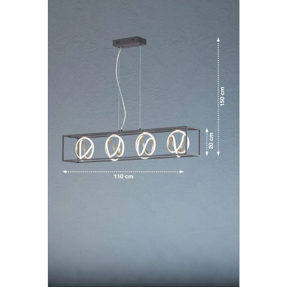 Fischer & Honsel Gisi Pendelleuchte LED Schwarz, 4-flammig, Fernbedienung – Bild 4