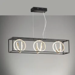 Fischer & Honsel Gisi Pendelleuchte LED Schwarz, 3-flammig, Fernbedienung