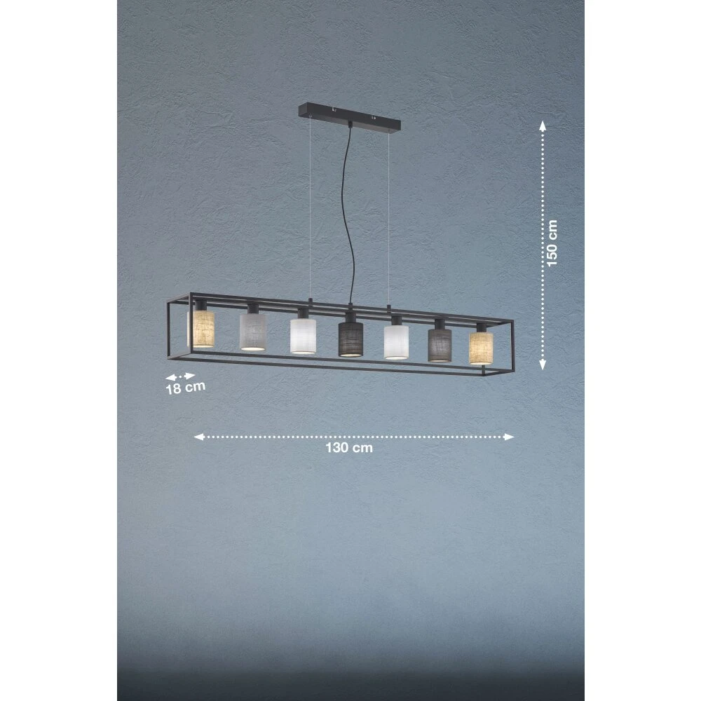 Fischer & Honsel Isko Pendelleuchte Schwarz, 7-flammig – Bild 4