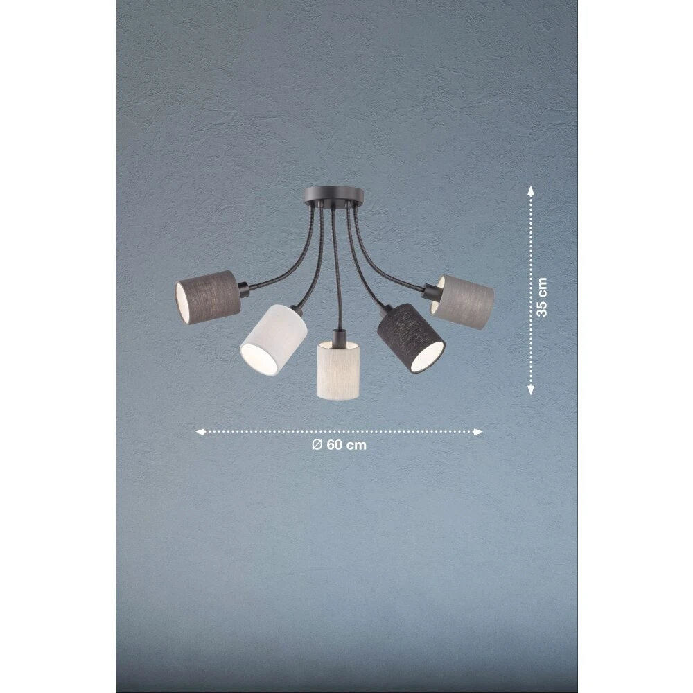 Fischer & Honsel Koi Deckenleuchte Schwarz, 5-flammig – Bild 3