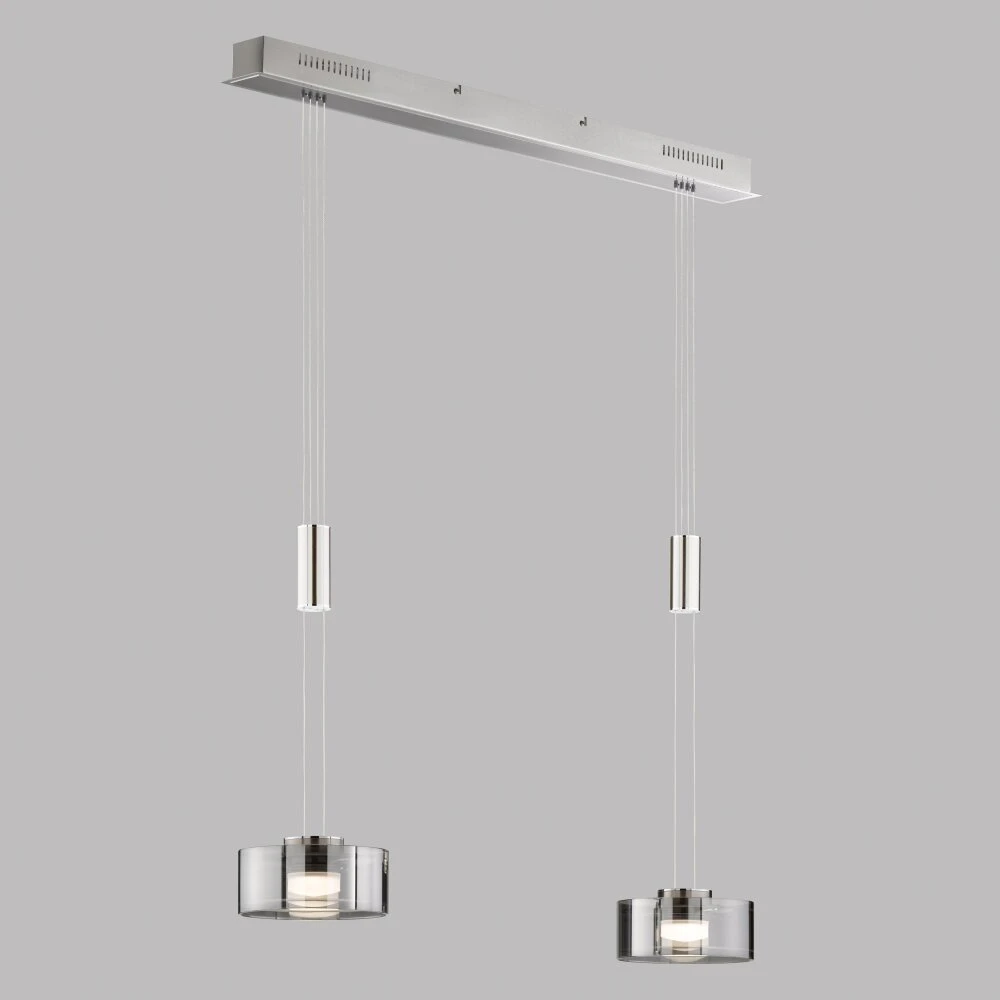 Fischer & Honsel Lavin Pendelleuchte LED Nickel-Matt, 2-flammig – Bild 2