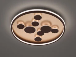 Fischer & Honsel Flache LED Deckenleuchte RICO Rund Ø 58cm Braun Rost Dimmbar über Schalter