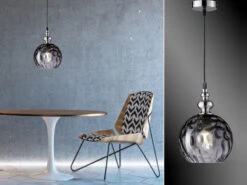 Fischer & Honsel Kleine Pendelleuchte ULLER Mit Glaskugel Rauchglas Ø 20cm