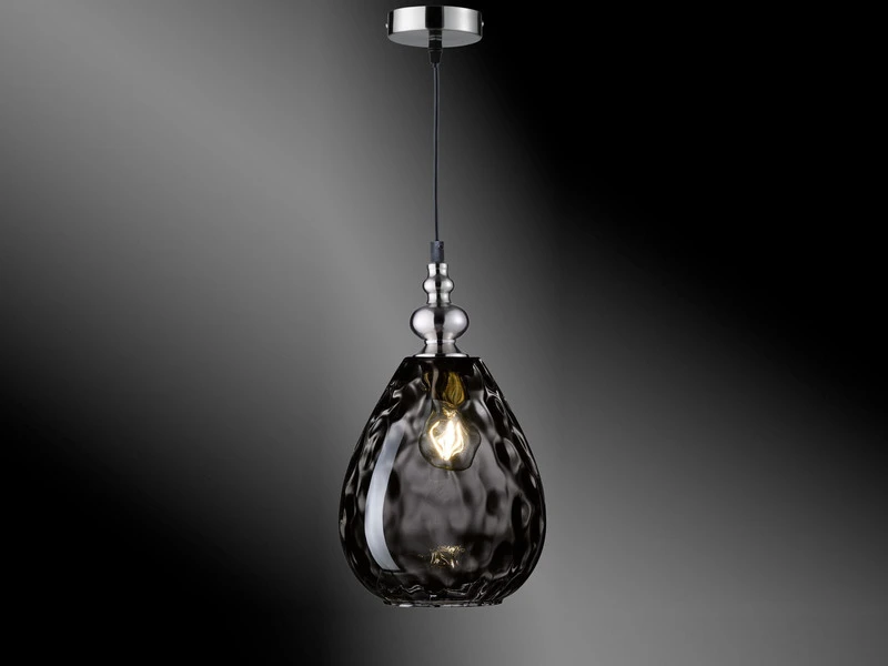 Fischer & Honsel Kleine Pendelleuchte ULLER Mit Rauchglas Lampenschirm Ø 20cm – Bild 3