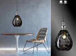 Fischer & Honsel Kleine Pendelleuchte ULLER Mit Rauchglas Lampenschirm Ø 20cm