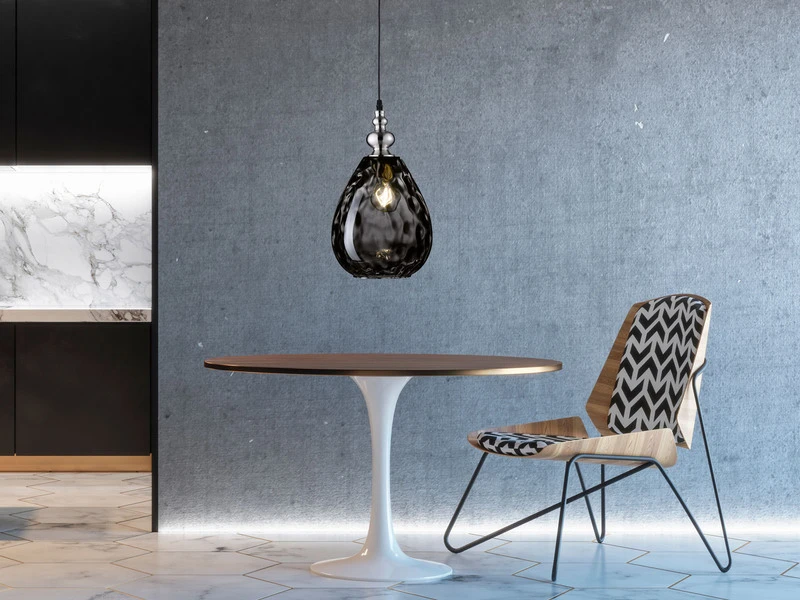 Fischer & Honsel Kleine Pendelleuchte ULLER Mit Rauchglas Lampenschirm Ø 20cm – Bild 5