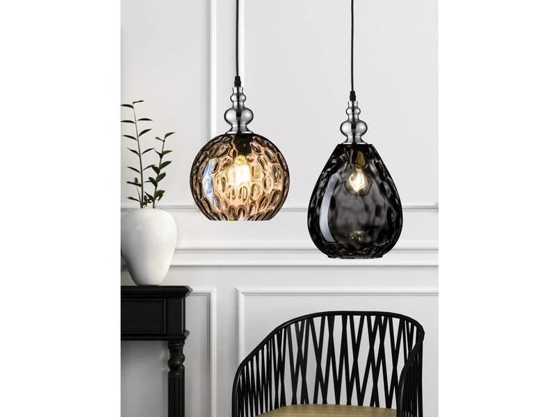 Fischer & Honsel Kleine Pendelleuchte ULLER Mit Rauchglas Lampenschirm Ø 20cm – Bild 6