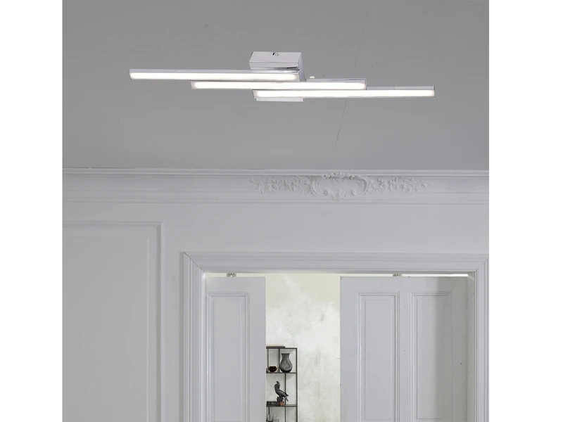 Fischer & Honsel LED Deckenleuchte 3 Flammig Geradliniges Design Mit Chrom - LĂ€nge 70cm