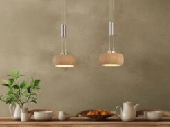 Fischer & Honsel LED Holz Pendelleuchte SHINE WOOD 2flammig 65cm Lang Höhenverstellbar & Dimmbar