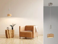 Fischer & Honsel LED Holz Pendelleuchte SHINE WOOD Einflammig Ø 20cm Höhenverstellbar & Dimmbar