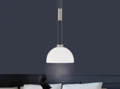 Fischer & Honsel LED Pendelleuchte AVIGNON Einflammig Opalglas Höhenverstellbar & Dimmbar, Ø 25cm