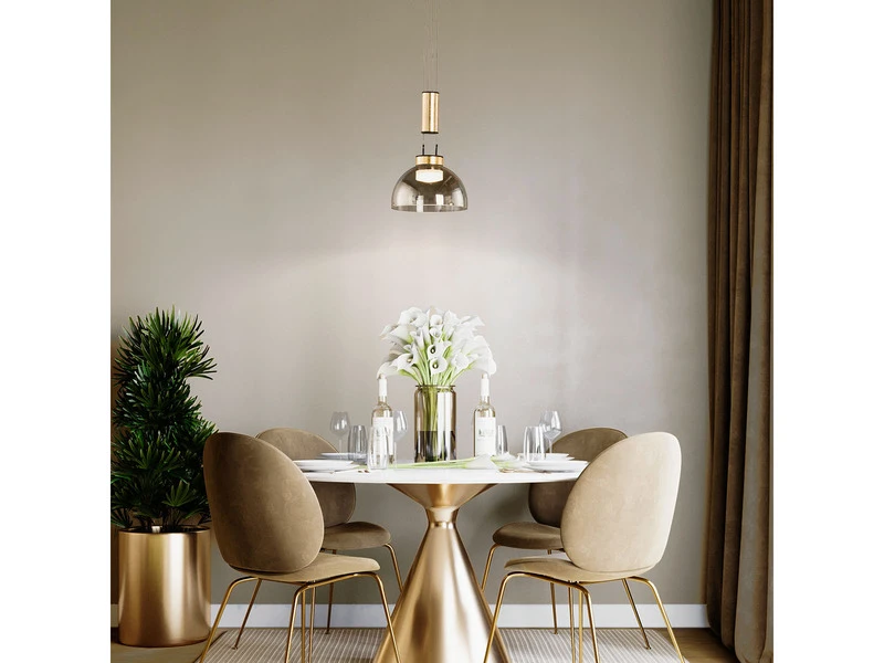 Fischer & Honsel LED Pendelleuchte AVIGNON Einflammig Rauchglas Höhenverstellbar & Dimmbar, Ø25cm – Bild 5