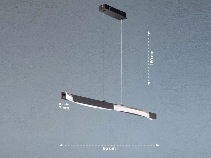 Fischer & Honsel LED Pendelleuchte BRIDGE Schwarz / Weiß Dimmbar - Länge 95cm – Bild 3