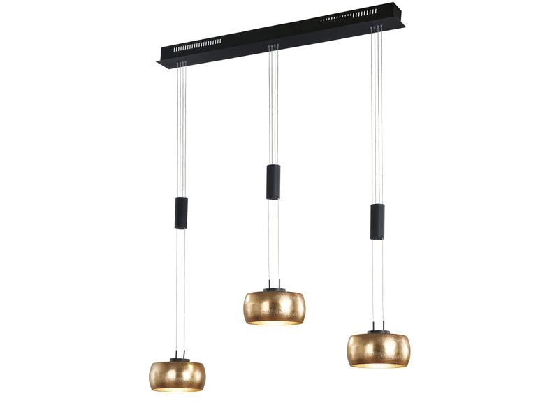 Fischer & Honsel LED Pendelleuchte COLETTE Gold 3flammig Höhenverstellbar & Dimmbar, 100cm Lang – Bild 2