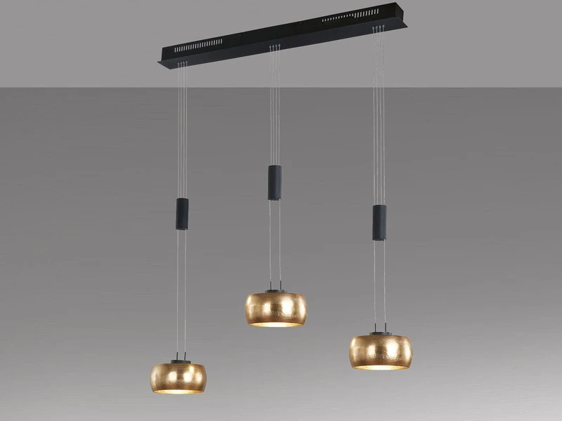 Fischer & Honsel LED Pendelleuchte COLETTE Gold 3flammig Höhenverstellbar & Dimmbar, 100cm Lang – Bild 3