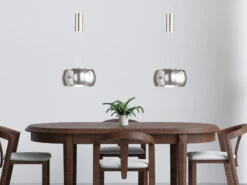 Fischer & Honsel LED Pendelleuchte COLETTE Silber 2flammig Höhenverstellbar & Dimmbar, Länge 65cm