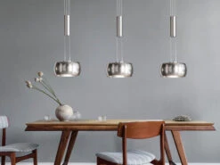 Fischer & Honsel LED Pendelleuchte COLETTE Silber 3flammig Höhenverstellbar & Dimmbar, 100cm Lang