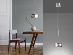 Fischer & Honsel LED Pendelleuchte COLETTE Silber Einflammig Höhenverstellbar & Dimmbar, Ø 20cm
